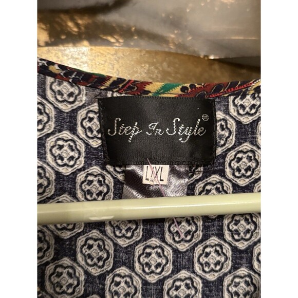 Step in Style Dress Tunic Embelished Boho L/XL Blue - Picture 3 of 8